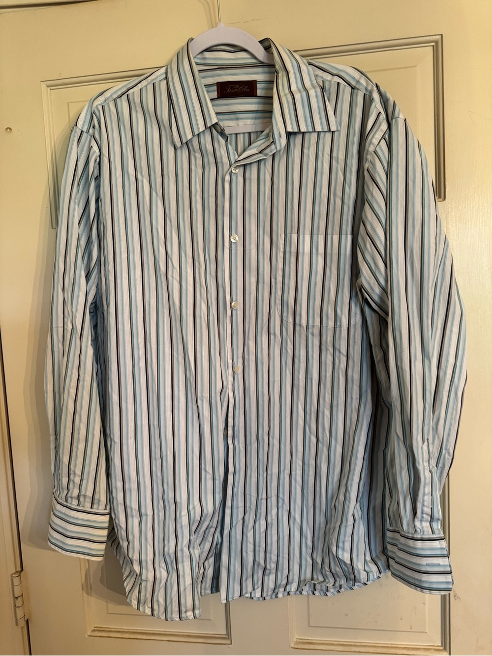 Tasso Elba Men's Long-Sleeve Striped Button-Down - Light Blue & White